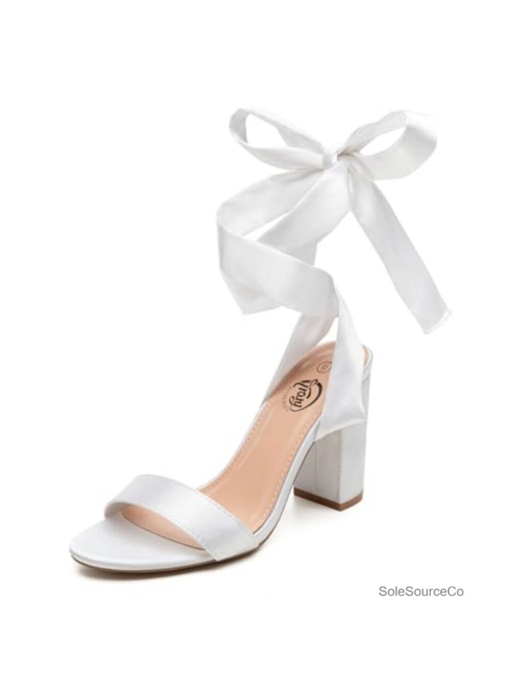 Lace Up Chunky Heel Sandals 3 Inch Block Heel Satin Strappy Open Toe